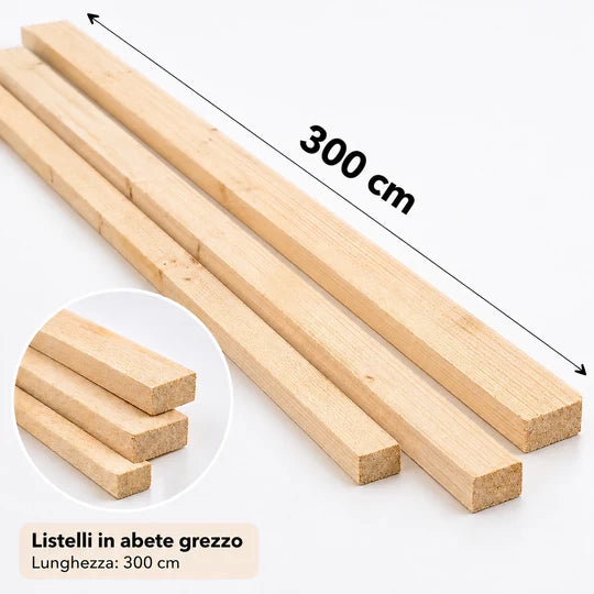 listelli grezzi abete  20 x 50 x 3000 mm  5 pz.