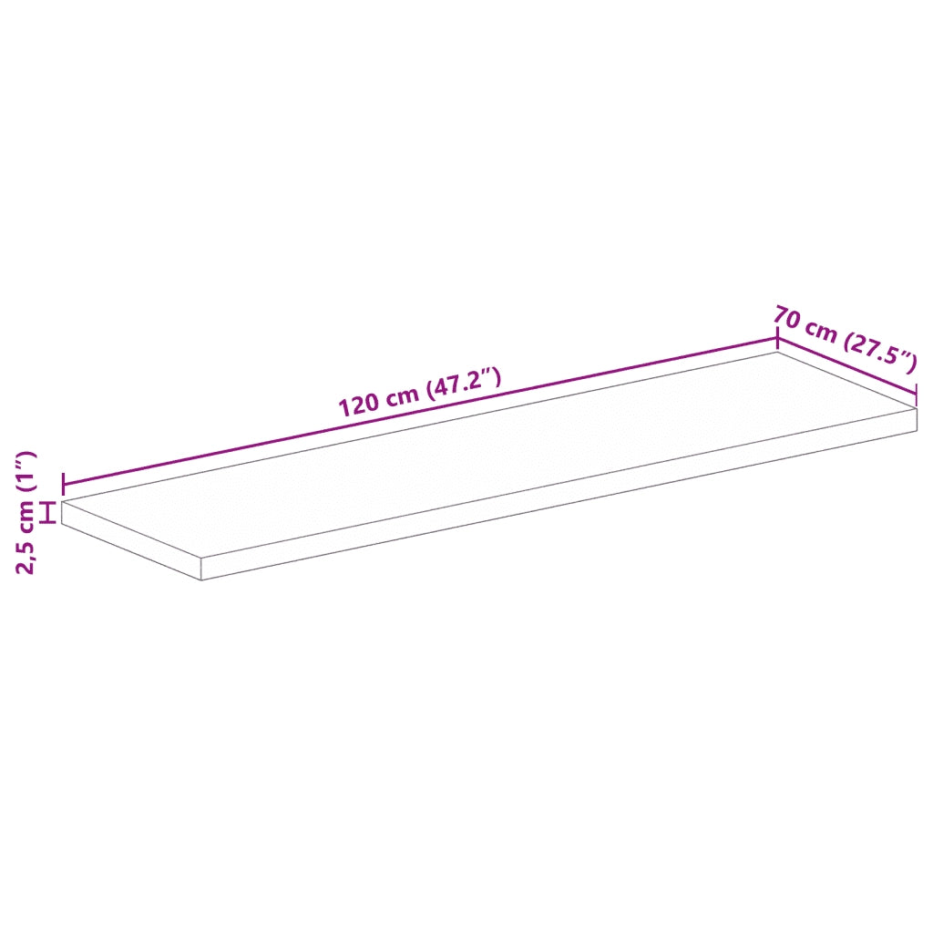 Piano Tavolo 120x70x2,5 cm Rettangolare in Massello di Recupero 371208