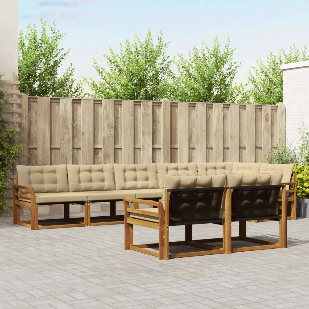 Set di divani da esterno con cuscino 8 pcs Naturale e Beige 3369580