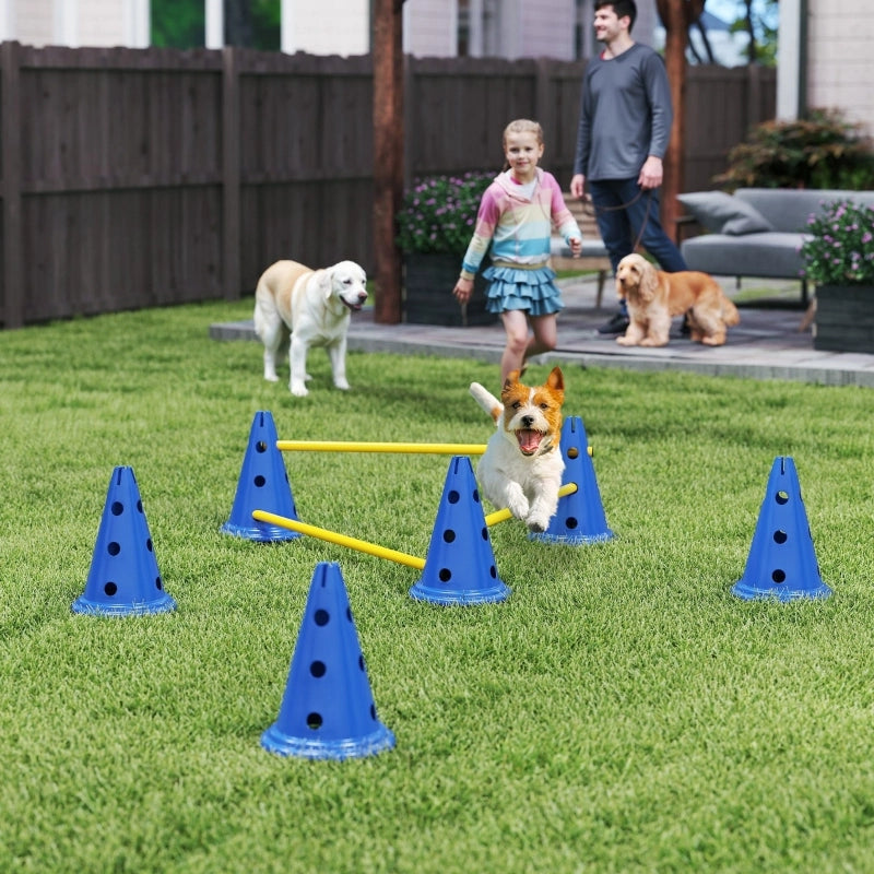 Kit di agility per cani: set di 3 pezzi per l'addestramento all'agilit¨¤ del cane, comprendente 6 coni, 3 ostacoli e una borsa per il trasporto.
