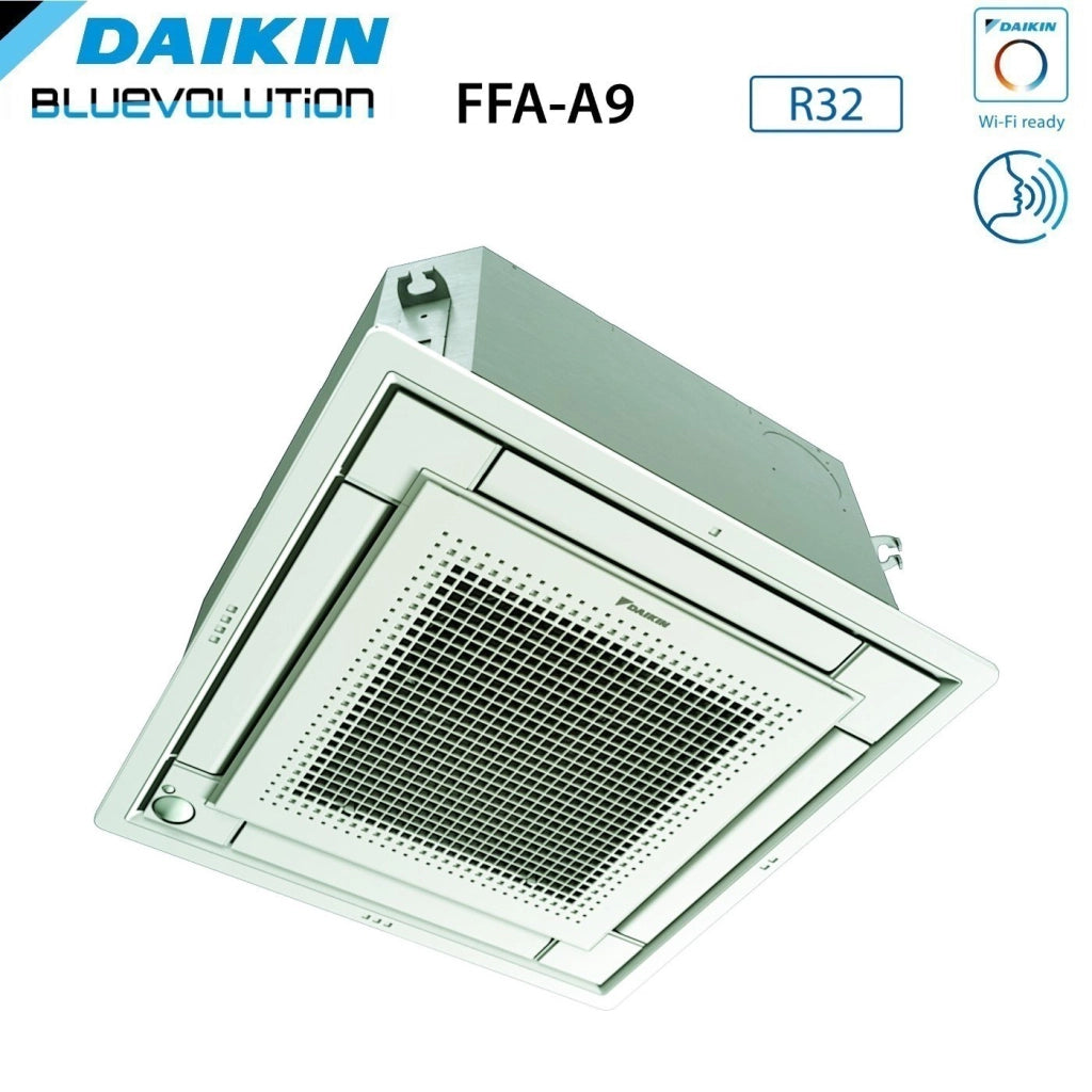 Climatizzatore Condizionatore Daikin Bluevolution Inverter Trial Split a Cassetta FFA-A 9+9+18 con 3MXM68N R-32 Wi-Fi Optional Con Griglia Bianca Inclusa 9000+9000+18000 - Garanzia Italiana