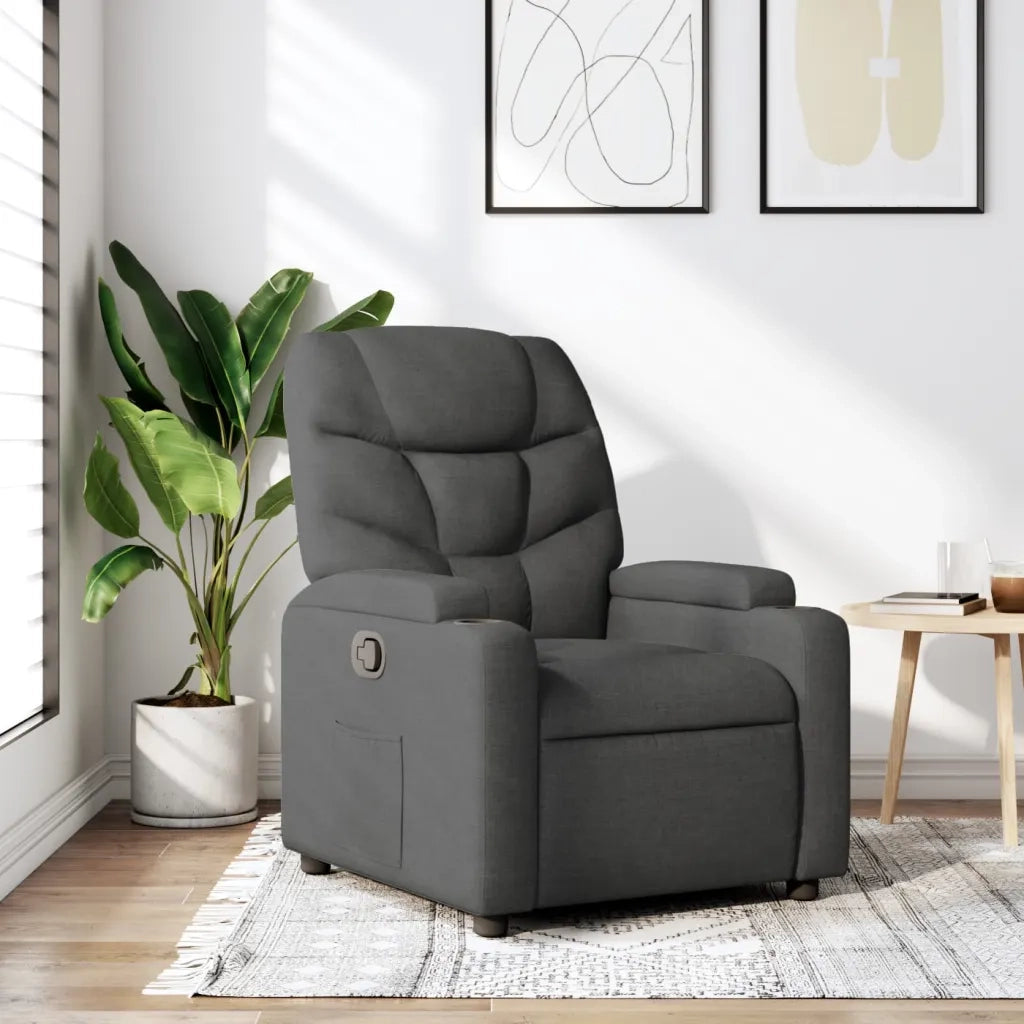 Poltrona reclinabile in tessuto grigio scuro 372442