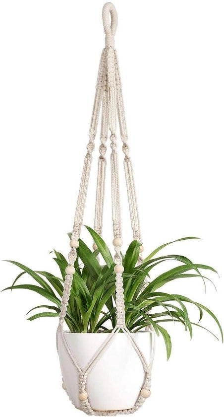 Cestini a Macramè per Piante, Cestelli di Rete di Cotone per Decorazione Boho, Piantine da Balcone, Giardino, Decorazione per Casa con Sostegno per Piante da Parete per Interno e Esterno - 89 cm