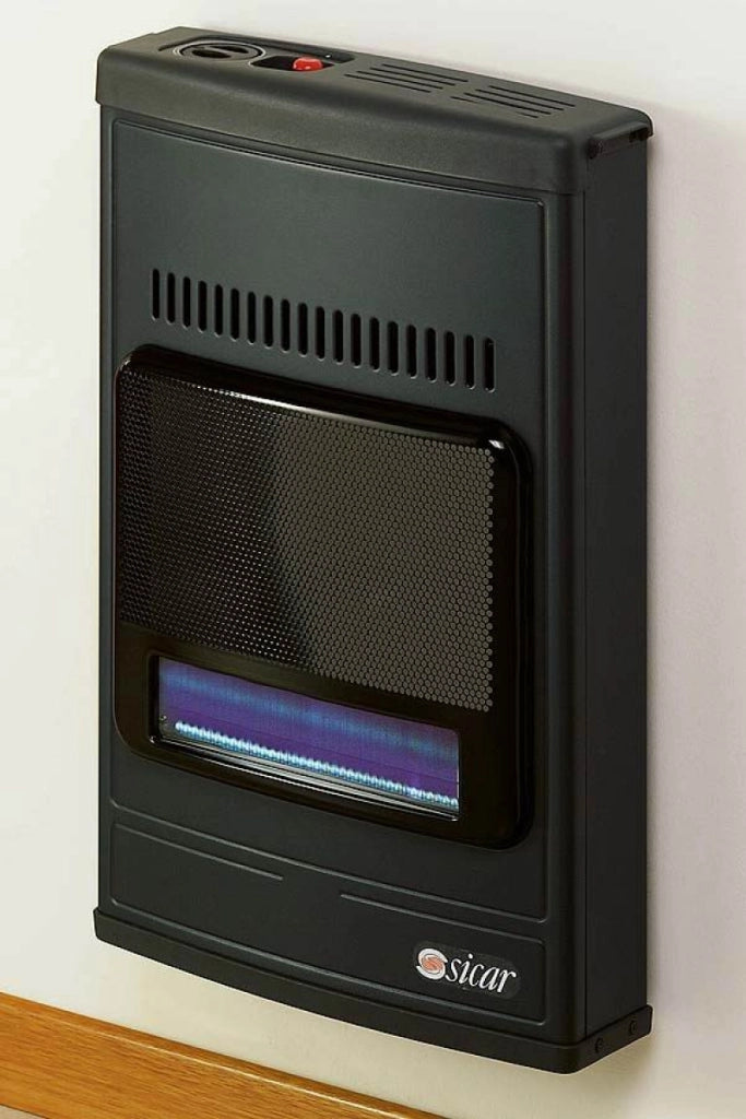 Sicar eco 45 stufa blue-flame a gas metano, installazione a parete o pavimento, fiamma protetta, potenza max 4100 w