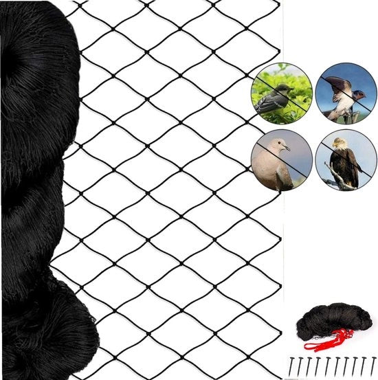 Rette da protezione per pollai - 7,5m x 15m rete antiuccelli nero per copertura di pollai e pollai, resistente e riciclabile rete antiuccelli per recinzioni, fattorie e orti per tenere lontani conigli, avvoltoi, scoiattoli e altri animali