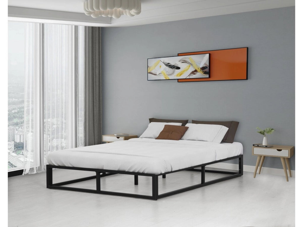 Struttura letto in metallo 140 x 190 cm - Nero