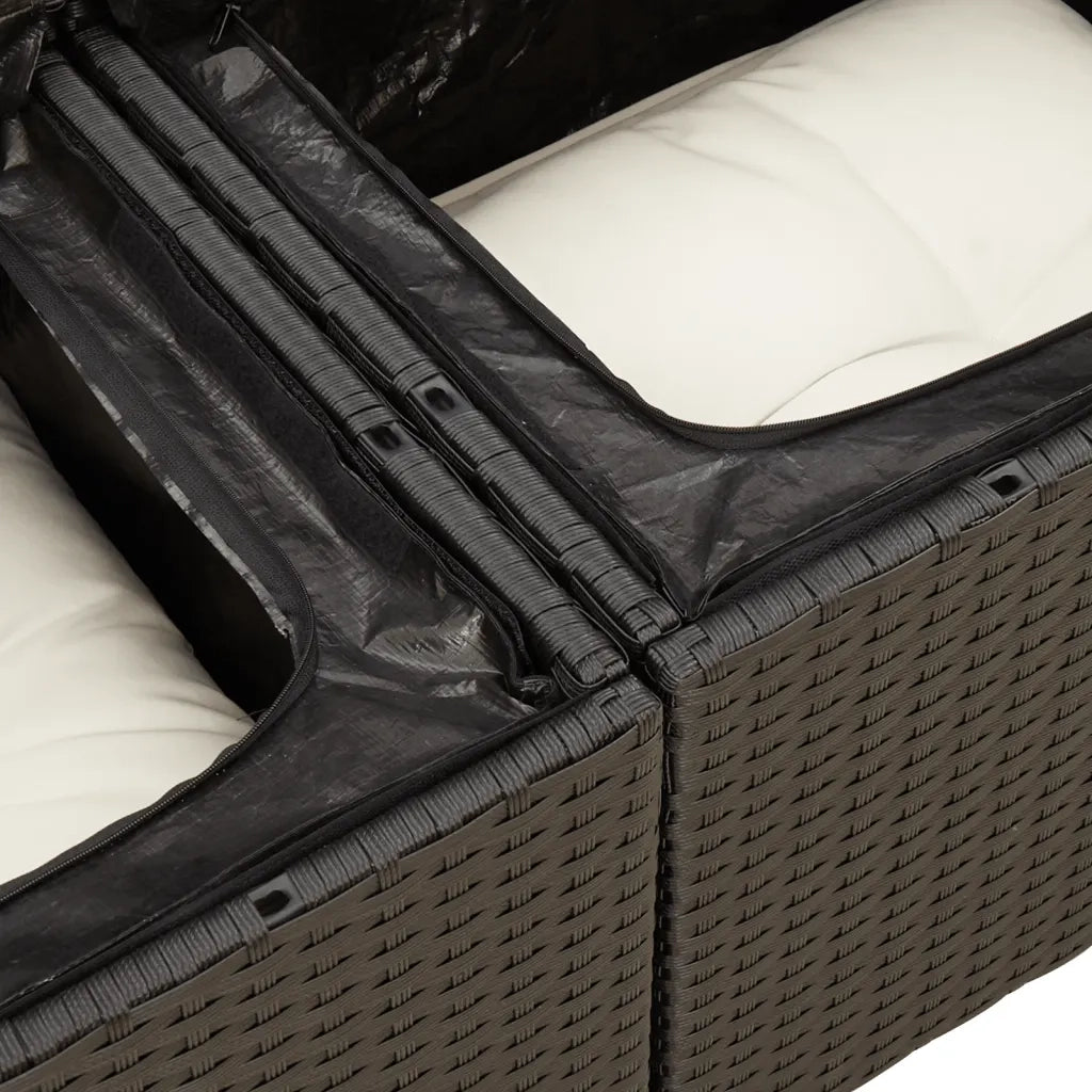 Set Divani da Giardino 9 pz con Cuscini Nero in Polyrattan 3256378