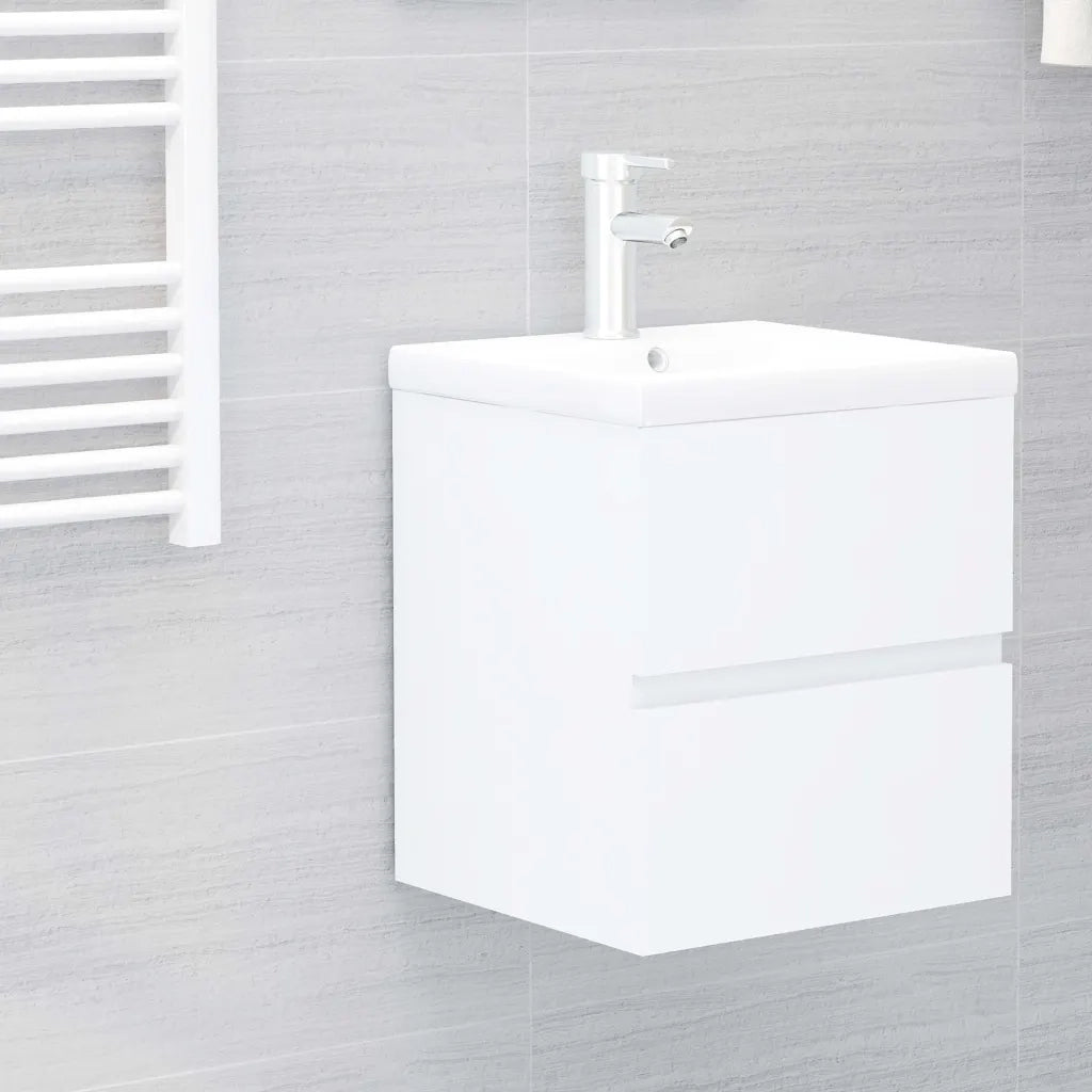 Mobile con Lavabo Integrato Bianco in Legno Multistrato 3071621