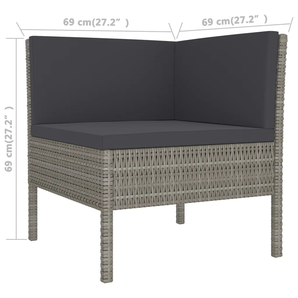 Set Divani da Giardino 9 pz con Cuscini in Polyrattan Grigio 3094606
