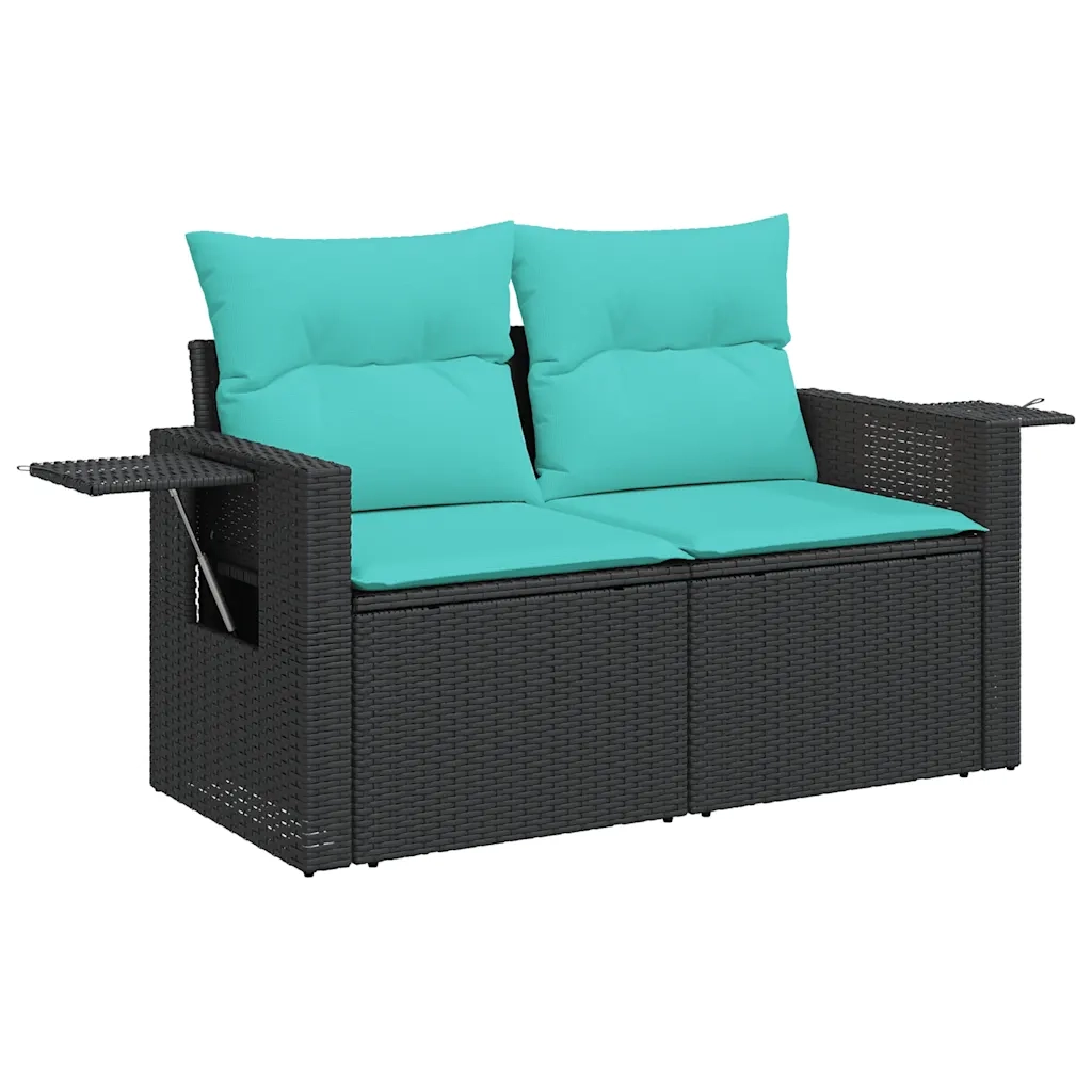 Set Divani da Giardino 5 pz con Cuscini Nero in Polyrattan 3220126