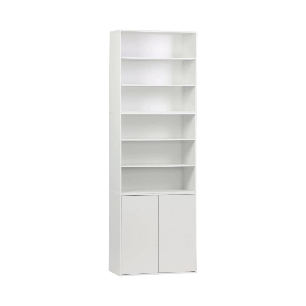 Libreria modulare con 2 ante e 5 livelli, bianco