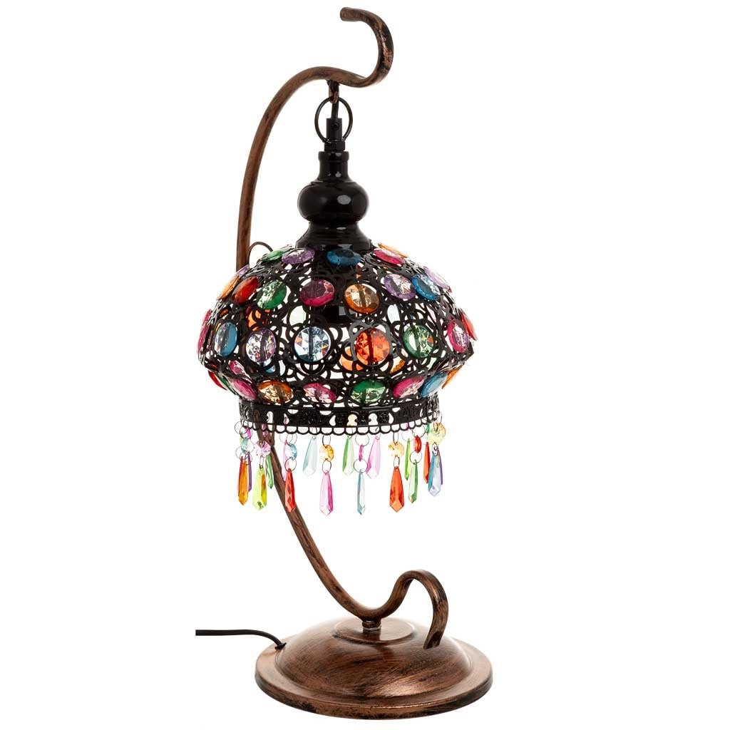 Lampada in metallo con perline in cristallo acrilico 27x22x55h cm