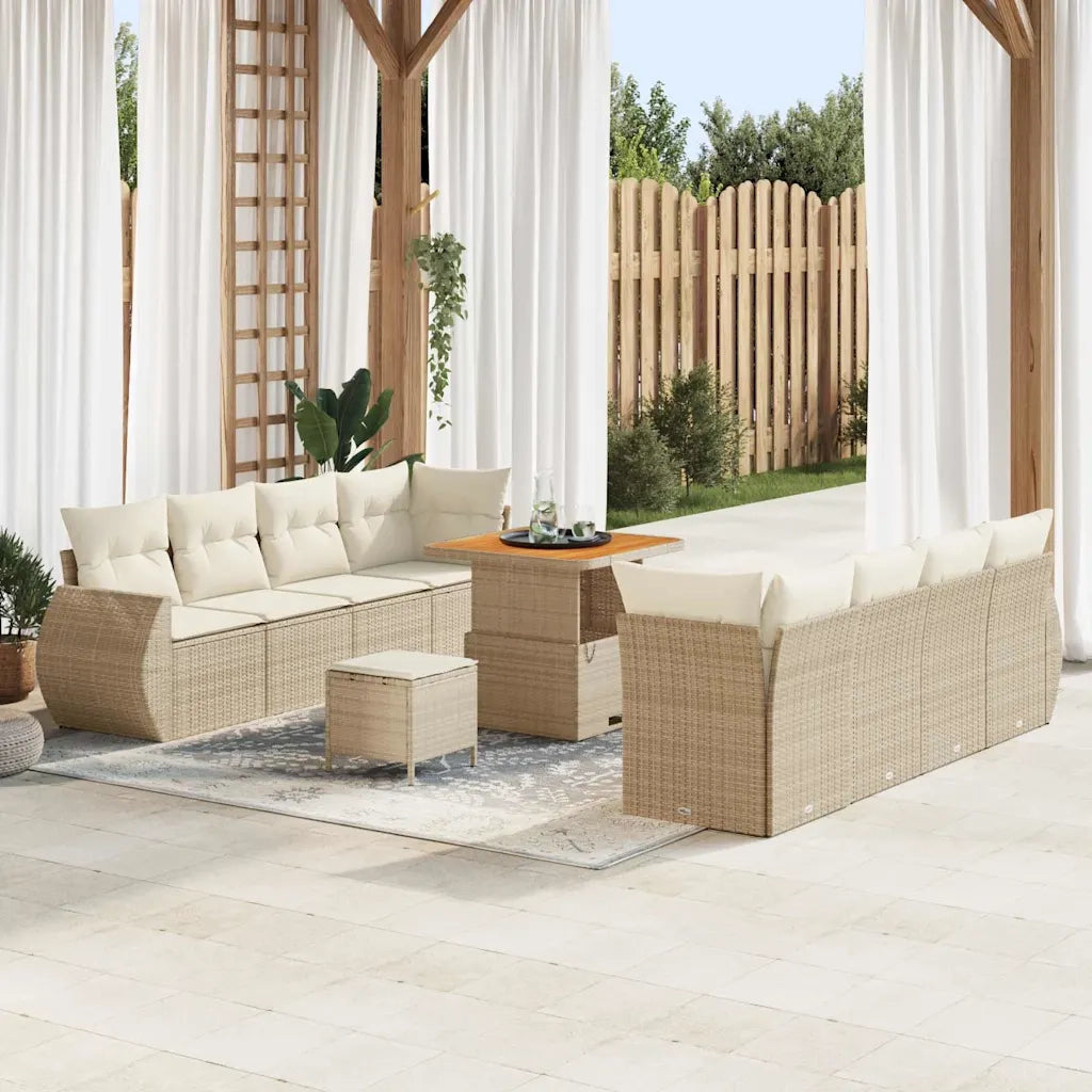 Set Divano da Giardino 11 pcs Beige Poly Rattan 3363796