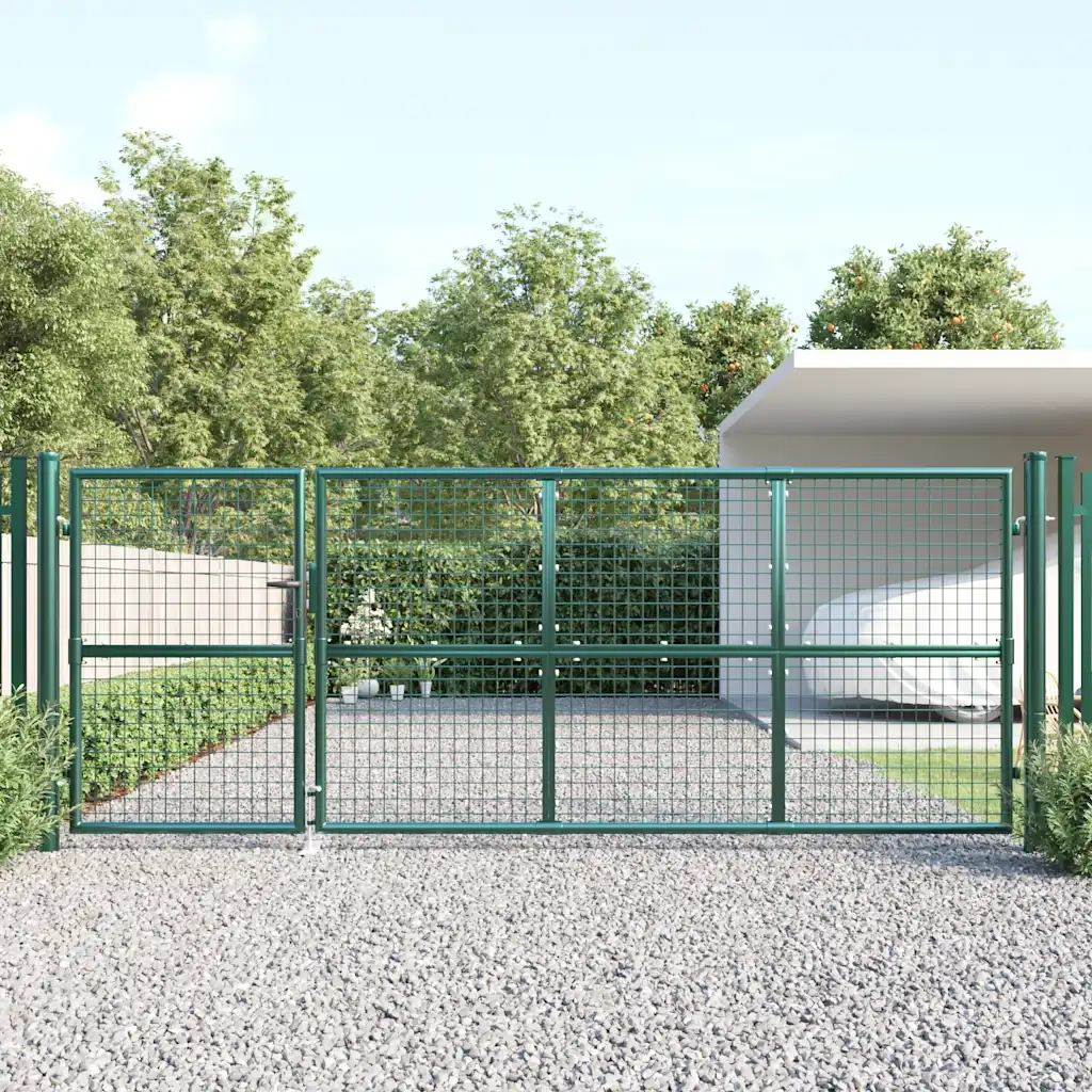 Cancello da Giardino in Rete Verde 350x125 cm in Acciaio Zincato 154534
