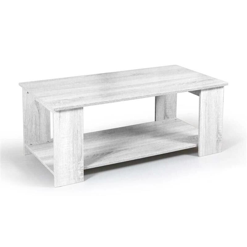 GAIA TAVOLINO DA CAFFÈ CON 2 RIPIANI 100 X 50 X 40 CM IN COLORE BIANCO