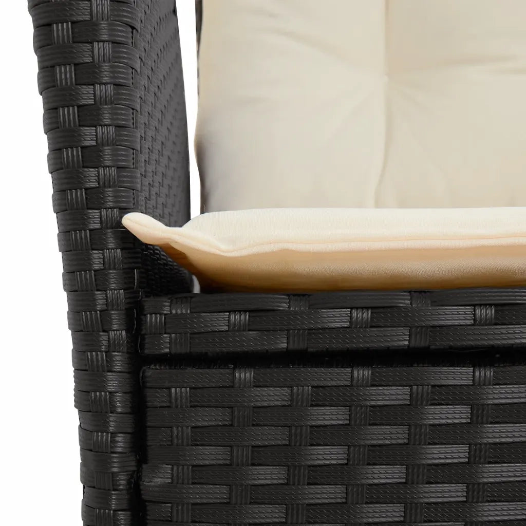 Set da Pranzo da Giardino 7 pz Nero con Cuscini in Polyrattan 3213090