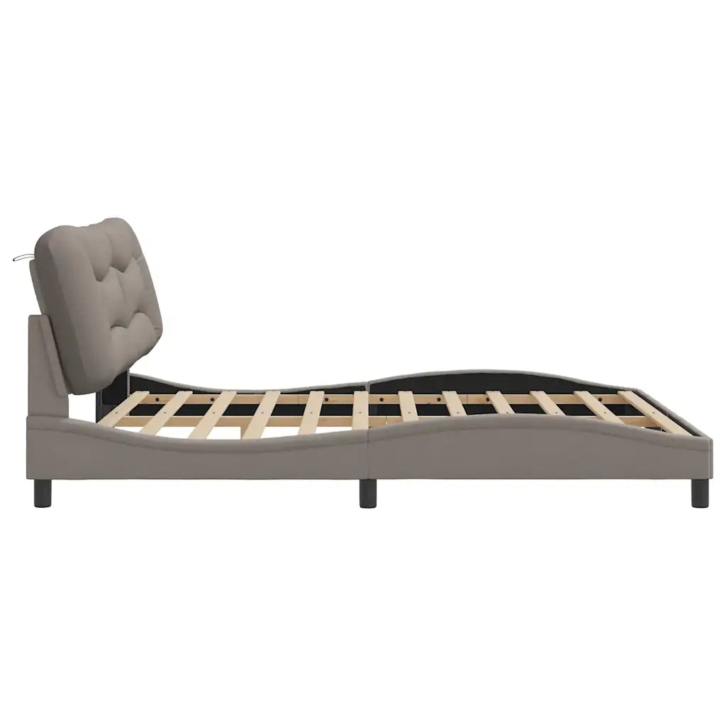Letto matrimoniale | Letto per adulti | Giroletto senza Materasso Hvar Tortora 180x200 cm in Tessuto