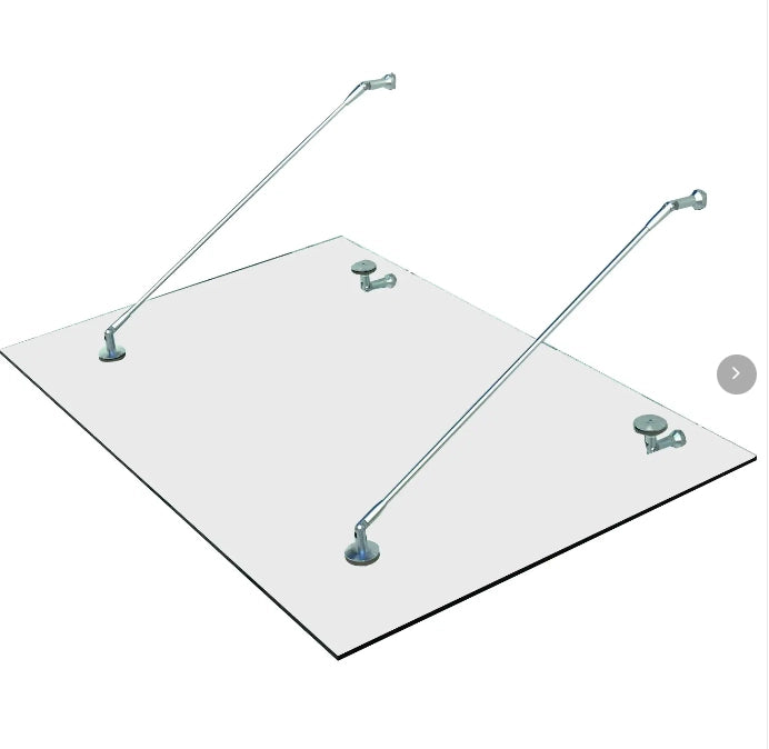 Tettoia in vetro, tettoia per porta, vetro temperato, acciaio inox 304, vetro trasparente, 3 misure (150x90 cm) (M)