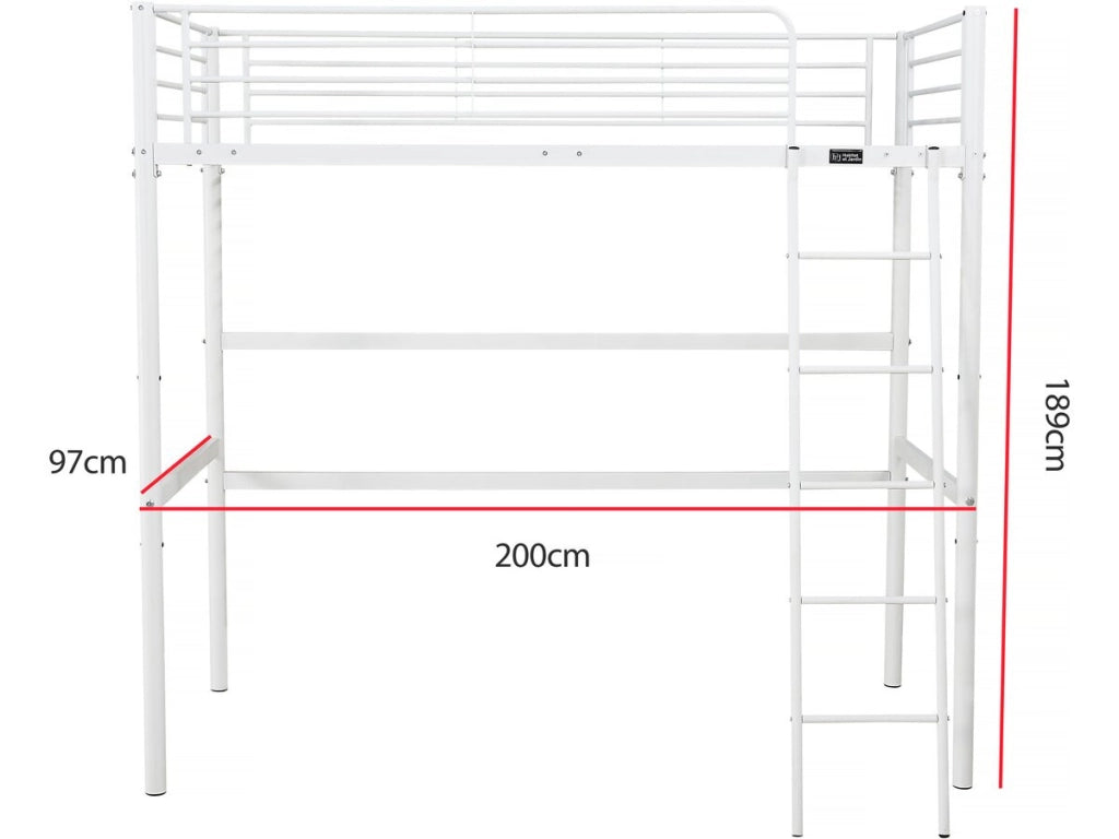 Letto a soppalco "Alora" - 90 x 190 cm - Bianco
