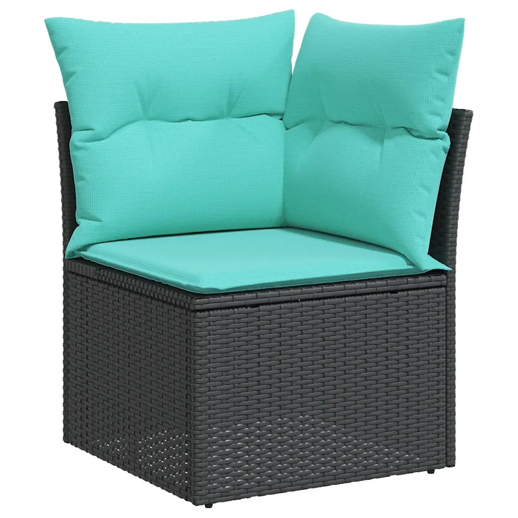 Set Divani da Giardino 9 pz con Cuscini Nero in Polyrattan 3223036
