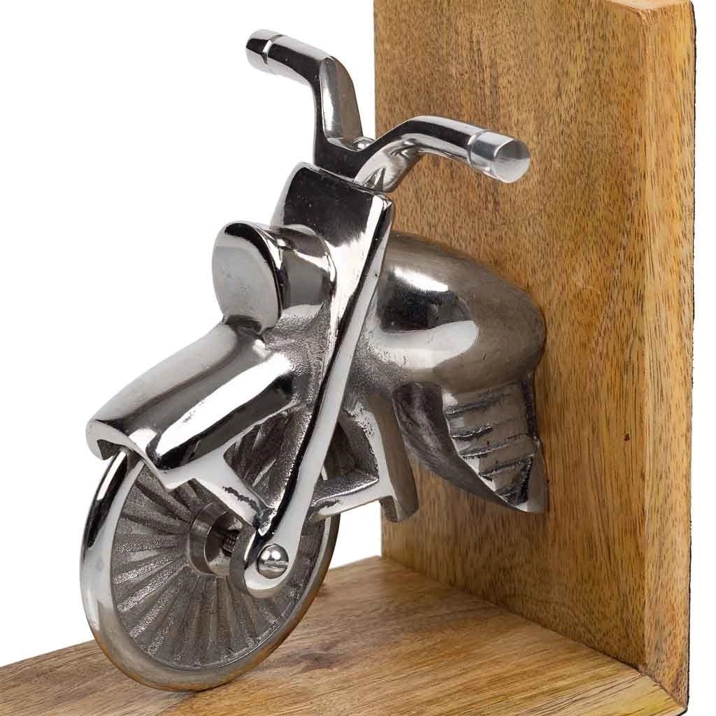 Fermalibri legno e alluminio argentato 30x10x17h