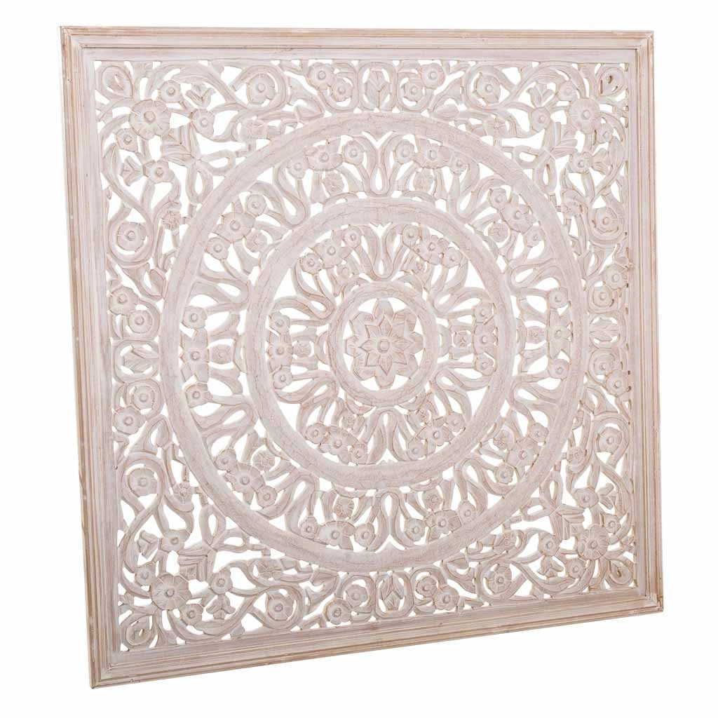 Pannello in legno fatto a mano bianco 120x120x2,5h