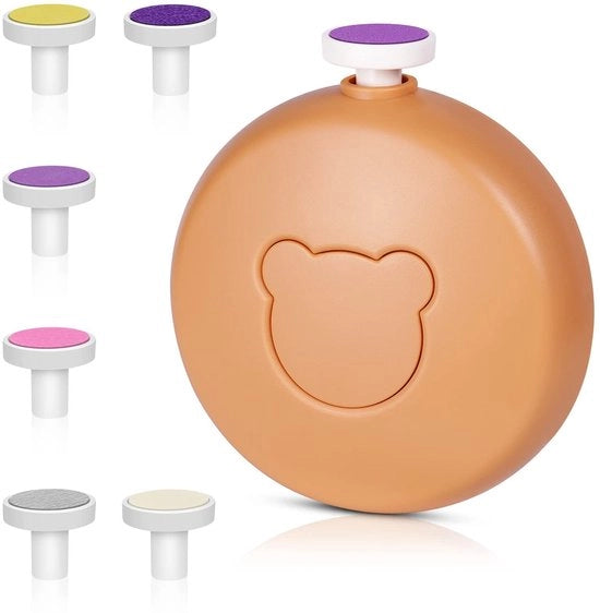 Kit di cura unghie elettrico per bambini - 6-in-1 set - Sicuro e facile da usare - Adatto per bambini - Set di manicure per bambini - Colorato in arancione