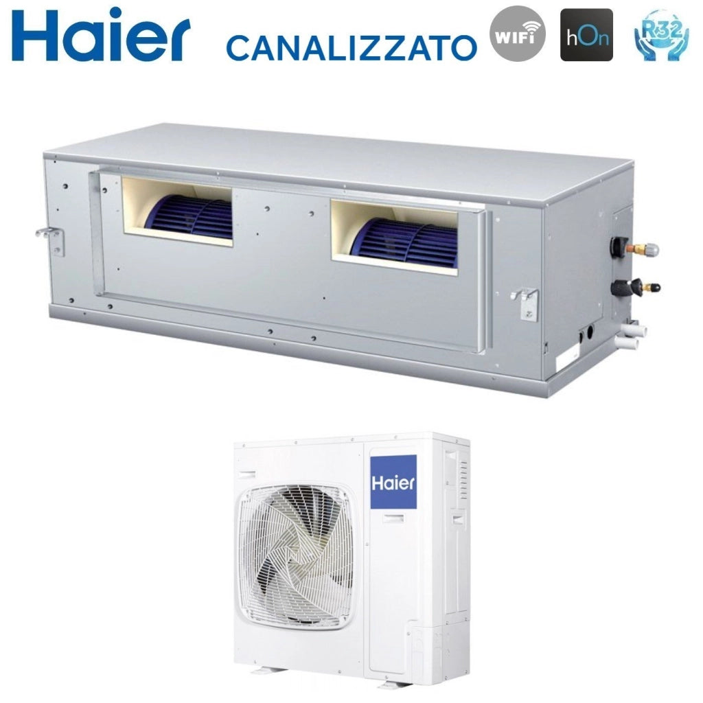 Climatizzatore Condizionatore Haier Inverter Canalizzato Canalizzabile Alta Prevalenza 48000 Btu ADH140H1ERG Monofase R-32 Wi-Fi Optional Comando a Filo Haier Bianco HW-BA116ABK