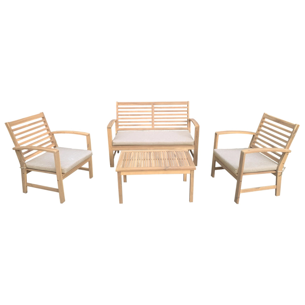Set di mobili da giardino in acacia GOA 4 posti - cuscini sabbia
