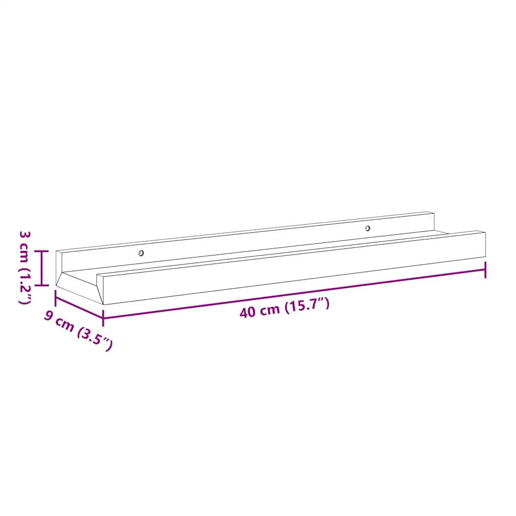 2 pz Mensole | Ripiano | Scaffale con Sporgenza Nere 40x9x3 cm MDF