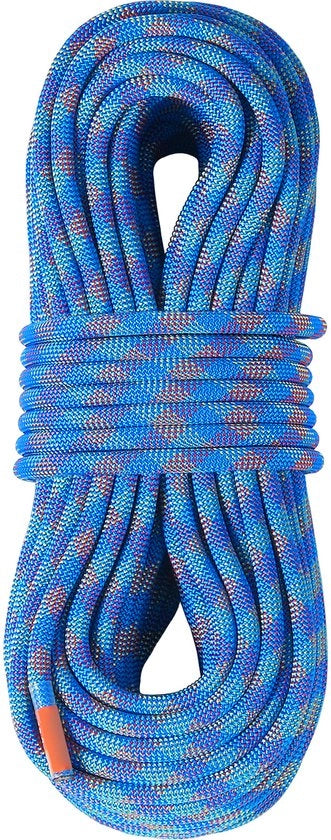 Filamento di corda dinamico, 10,2 mm 50 m/164 ft, blu outdoor filamento di corda, 25 kN di resistenza al taglio, fibra elastica con ganci in acciaio. Ideale per la discesa di corda, l'annientamento delle fiamme, l'arrampicata.