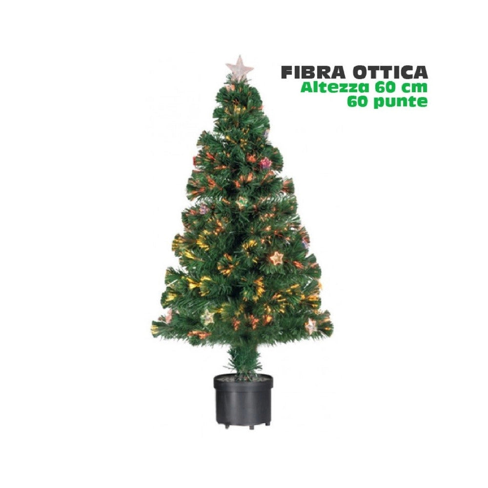 Trade Shop - Albero Di Natale Fibra Ottica Stars 60cm 60 Punte 9 Stelle Colore Verde -