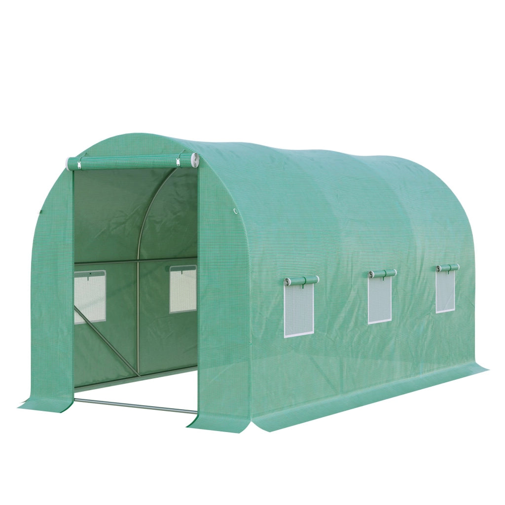 Serra in alluminio, serra per pomodori 395x195x190 cm con 6 finestre a rete, serra ad arco per la coltivazione di piante e cassone freddo