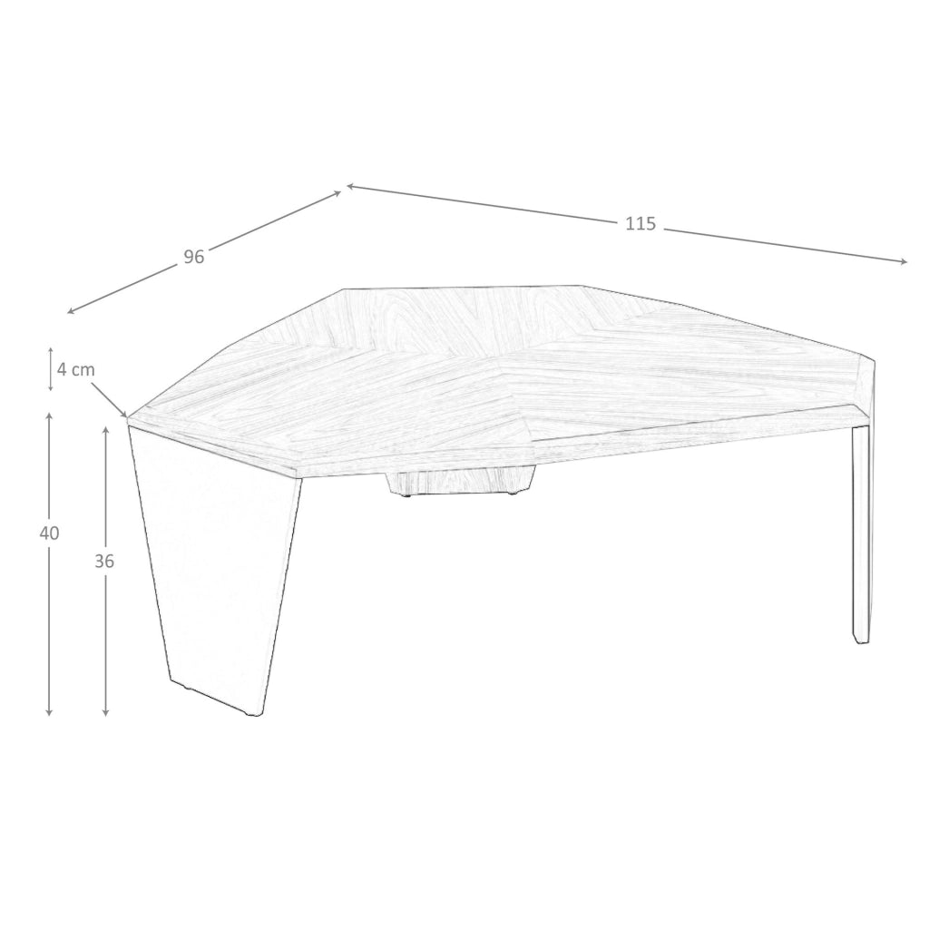 Tavolino asimmetrico in noce e pvc nero