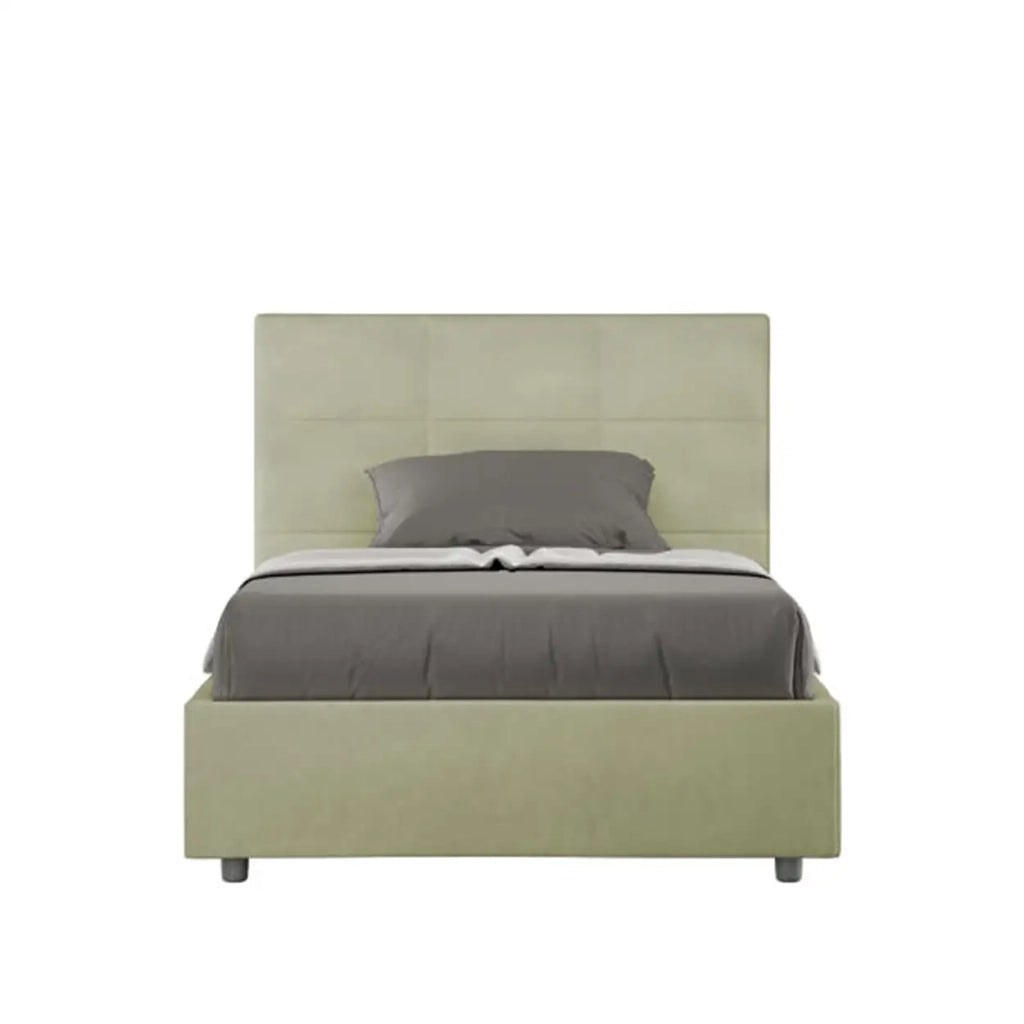 Letto una piazza e mezza contenitore imbottito 120x200 microfibra tè verde Mika
