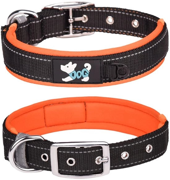 Cinturino per animali confortevole - Cinturino regolabile - Materiale morbido e imbottito - Colore arancione - Riflettente - Adatto per cani grandi - Taglia L