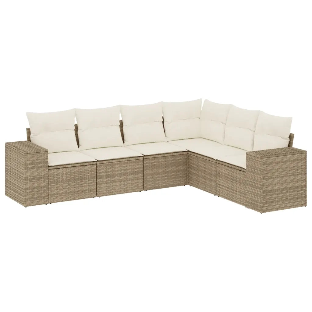 Set Divano da Giardino 6 pz con Cuscini Beige in Polyrattan 3254945