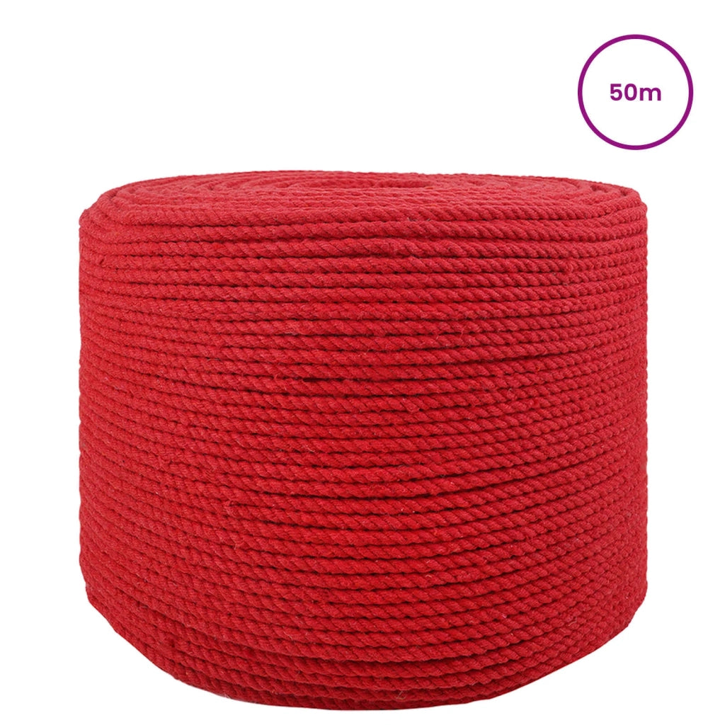 Corda di Cotone 8 mm 50 m Rosso 100% Cotone 42011903