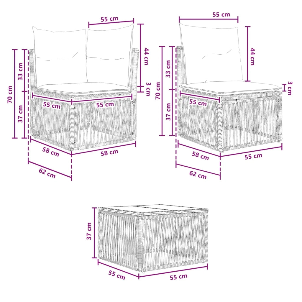 Set Divano da Giardino 11 pz Grigio polyrattan 3434255