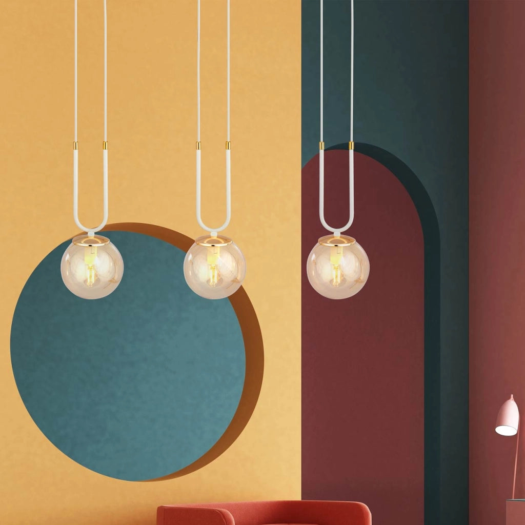 Emibig Glam 3 Lampadario 3xE14 bianco oro miele vetro
