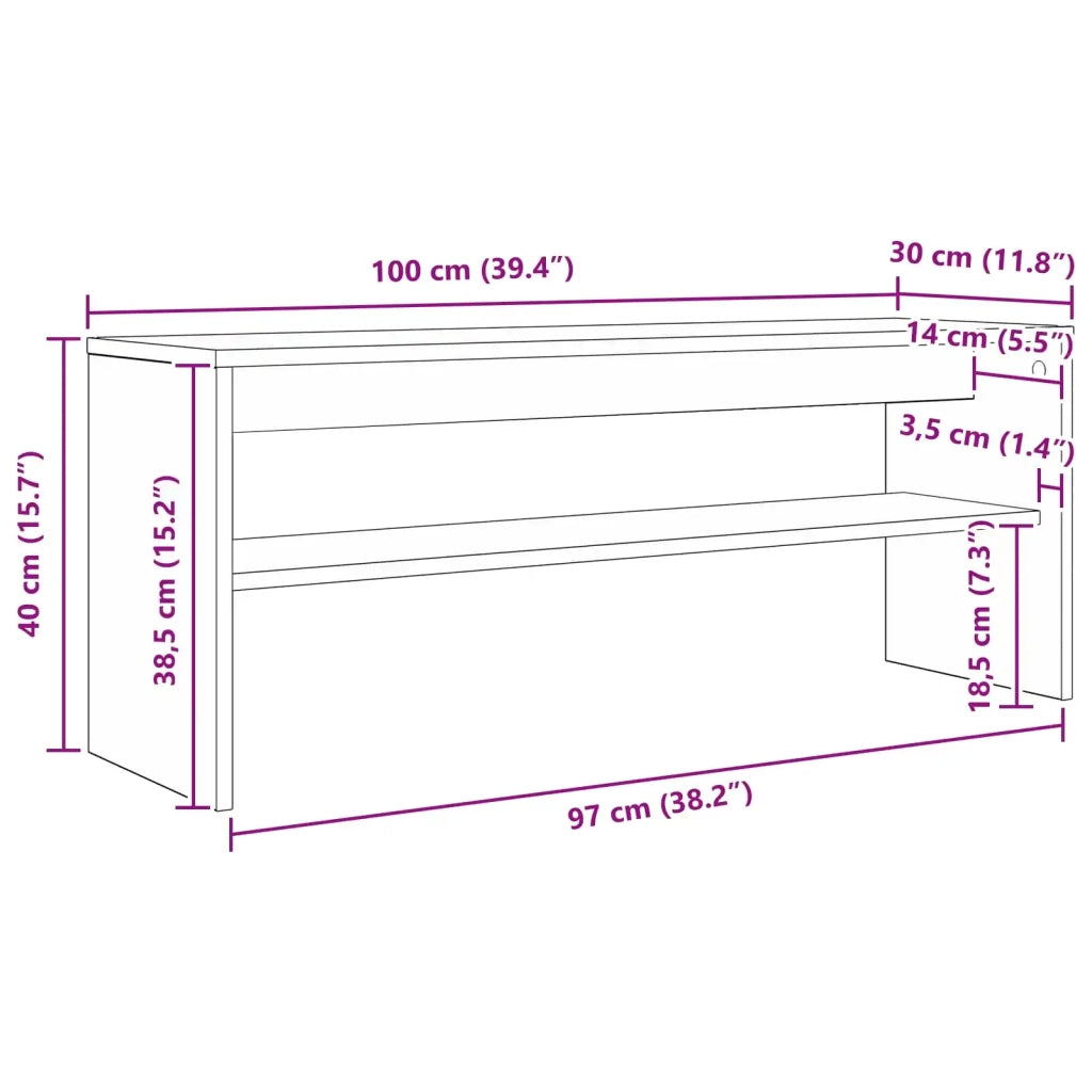 Mobile TV 100 x 30 x 40 cm Rovere Nero Legno ingegnerizzato 8000333