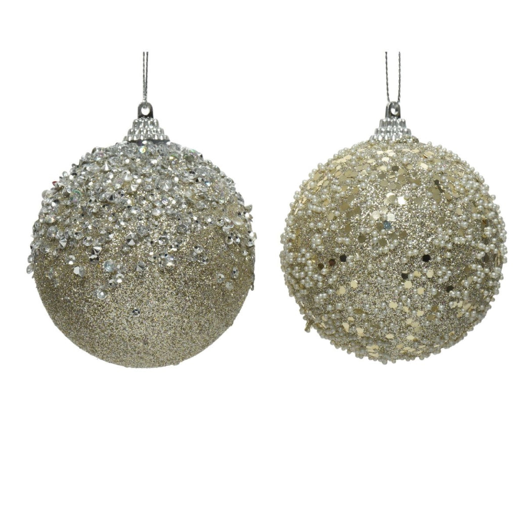 Palline di natale oro e perline argento Kaemingk