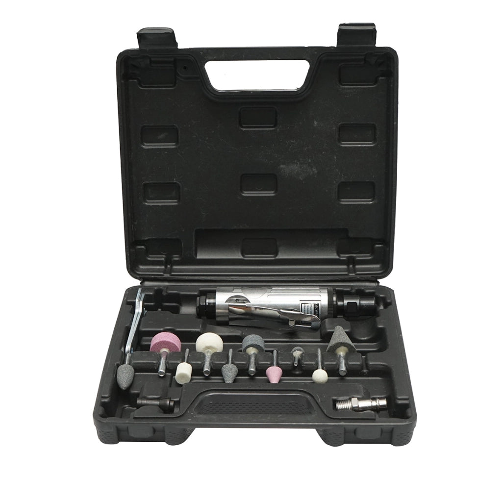 Kit smerigliatrice pneumatica diritta, 25000 giri/min, pressione 6,3 bar, 16 pezzi Breckner Germany