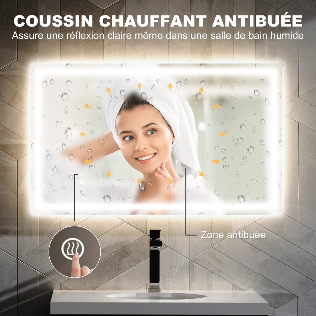 Specchio da Bagno Illuminato LED ¨C Minimal ¨C Grigio 80x100cm