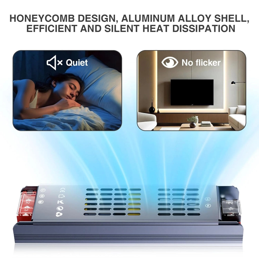 Alimentatore LED 24V DC, trasformatore 220–240V AC IP20 uso interno, Disponibili 60W 100W 150W 200W 300W 400W (300W)