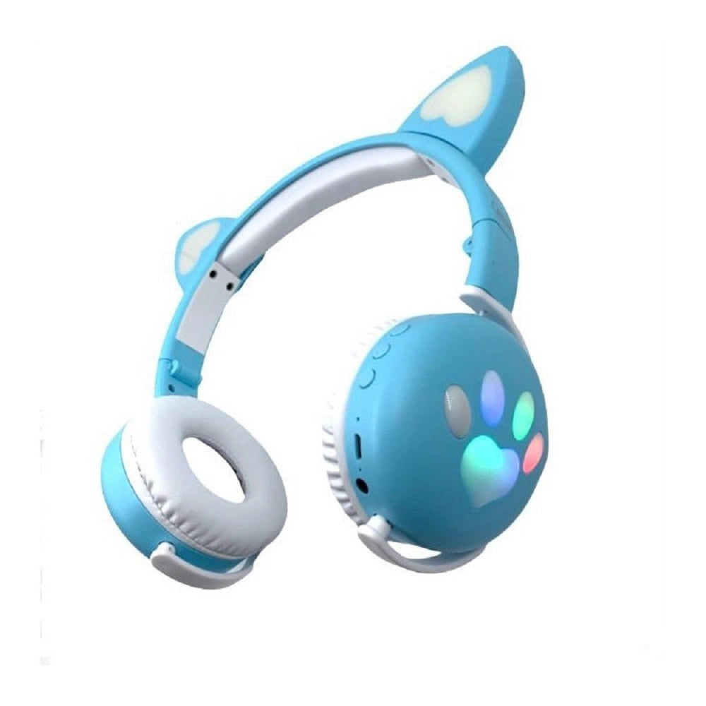 Trade Shop - Cuffie Led Wireless Con Orecchie Da Gatto Con 7 Colori Di Luce Bluetooth Q-max60 -