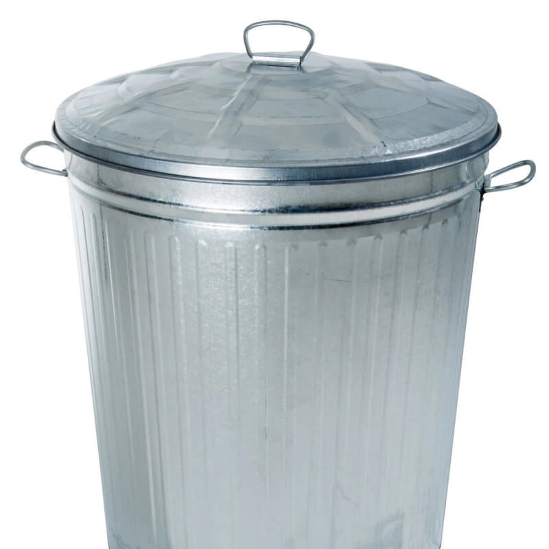 Bidone zincato da 35 litri, altezza 37 cm