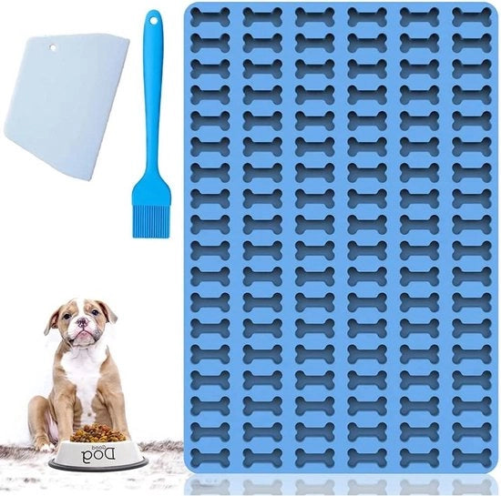 Forma per biscotti per cani mini 25 cm - piatto per biscotti in silicone - blu - sottopiatto per forno - leccornie per cani - spazzola per biscotti - scheggiatore per impasto - biscotti per cani - leccornie - DIY - forma per biscotti.