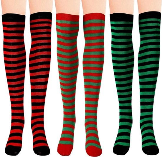 Calze di Natale alta caviglia - Disegno di Natale - Rosso e Verde - Cosplay - Calze alte - Adatti per adulti e bambini - Varie misure - Calze festive per la celebrazione di Natale
