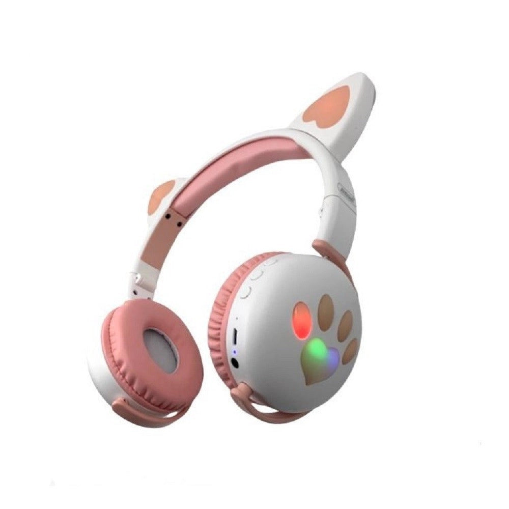 Trade Shop - Cuffie Led Wireless Con Orecchie Da Gatto Con 7 Colori Di Luce Bluetooth Q-max60 -